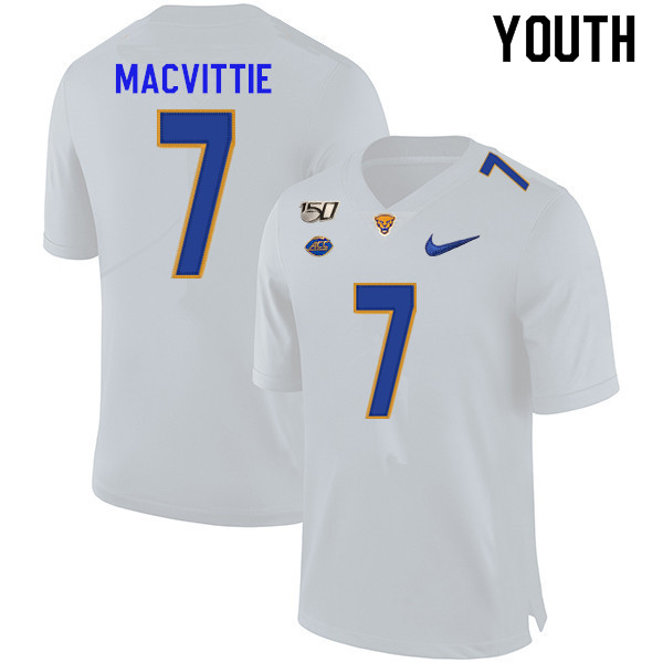 2019 Youth #7 Thomas MacVittie Pitt Panthers College Football Jerseys Sale-White